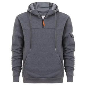 Premium High Quality Custom Oversized Wholesale Retro Men's Sweatshirt Work Half Zip Up Jumper Hoodie Hooded Jacket <b>Coat</b> Tops - Product Image 6