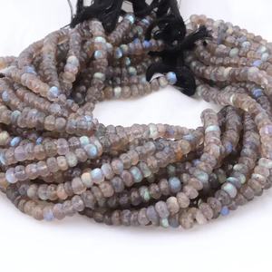 Perles de rondelle à facettes en labradorite naturelle 6-7mm perles de labradorite flashy perles de rondelle de labradorite - Product Image 1