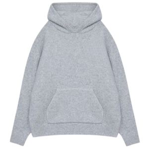 Sweat à capuche gris chiné doux et confortable en mélange de coton avec poche kangourou et cordon de serrage réglable, idéal pour un usage décontracté en hiver - Product Image 1