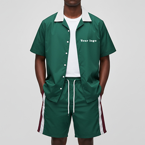 Prix de gros Survêtements en coton mi-lourd imprimés et unis, haute qualité, écologiques, streetwear, 2 pièces avec cordon de serrage - Product Image 1