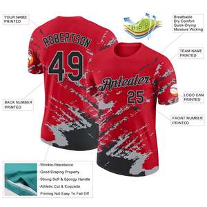 Camiseta de Baloncesto Sublimada Roja Personalizada, Cuello Redondo, Manga Corta, Poliéster que Absorbe la Humedad, Impresión del Nombre del Equipo, Unisex para Adultos - Product Image 2