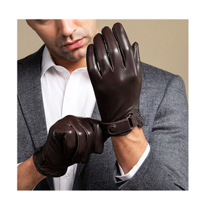 Gants de sport d'hiver chauds pour hommes et femmes BB, gants en cuir thermiques écologiques unis compatibles écran tactile avec détection de pointe. - Product Image 1