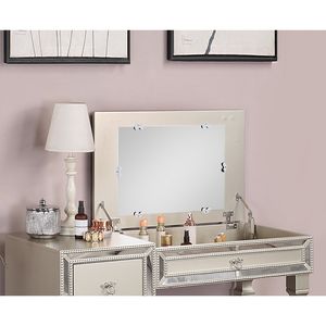 Tradizionale colore argento formale Set di mobili da camera da letto 1pc Tufted sedile sgabello vanità w cassetti di stoccaggio per il trucco vanità - Product Image 4