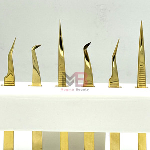 Juego de Pinzas para Pestañas Chapadas en Oro con Puntas Dentadas de Precisión para Extensiones de Pestañas, Pinzas para Extensiones de Pestañas con Logotipo Personalizado - Product Image 4