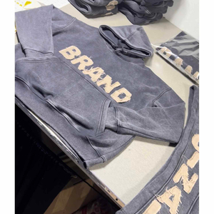 เสื้อฮู้ดดี้ผู้ชายไซส์ใหญ่ พิมพ์ลายสกรีน ปักลาย ล้างสีแบบแอซิดวอช ผ้าฟลีซ สไตล์ไฮสตรีท ODM ขายดี - Product Image 1