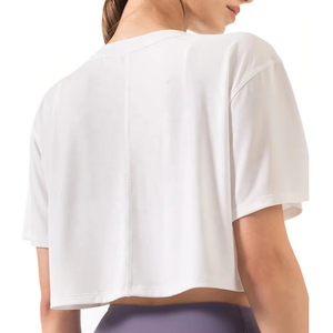 Good Selling Casual Wear Breathable Women Crop <b>Top</b> T Shirts OEM Women Cotton Short Sleeve Crop <b>Top</b> T Shirt for Sale - Product Image 2