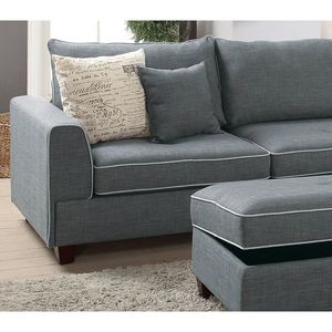 Dorris 3-pz divano sezionale in tessuto rinforzato acciaio reversibile Chaise Ottoman soggiorno cuscini bellissimi mobili per la casa - Product Image 5