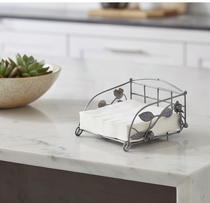 Porte-serviettes en métal avec motif floral, design moderne, sur pied, parfait pour une utilisation sur table, ustensiles de cuisine, usage domestique et hôtelier - Product Image 3