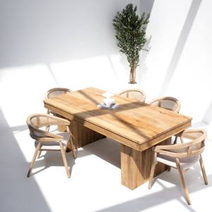 Table à manger Vandana Zentrix en bois de mangue avec design contemporain massif fait main - Product Image 1