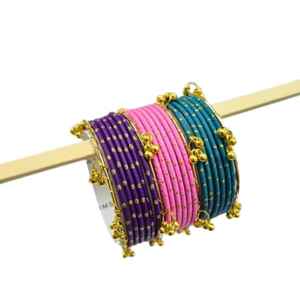 Hot selling Pearl Embroidery <b>Bangles</b> <b>Sets</b> Customized Sizes & Colors Available For Wear <b>Bangle</b> Kashmiri Churian <b>Set</b> for girls - Product Image 1