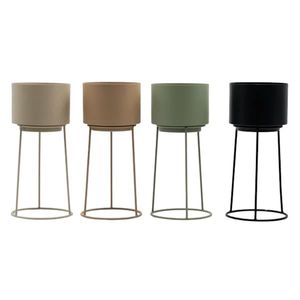 Macetas Decorativas de Metal para Interiores con Soporte, Recubrimiento en Polvo, Diseño Clásico Moderno, Juego de 2, Color Negro - Product Image 2