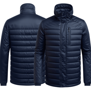 Custom Unisex Hooded Breathable Lightweight Puffer <b>Jacket</b> with Canvas Fabric Premium Quality Winter Outerwear - Product Image 2