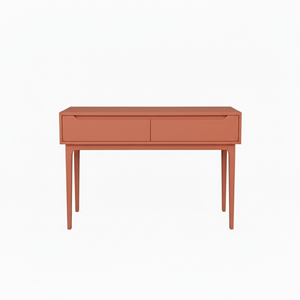 Mesa Consola Redonda Moderna de Roble Macizo con 2 Cajones, Mueble Ecológico para Sala de Estar en Espacios Modernos - Product Image 1