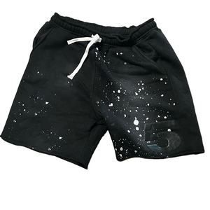 Pantalones Cortos Deportivos de Felpa de Algodón Grueso con Estampado de Salpicaduras de Pintura, Diseño Personalizado con Número 5 en Amarillo, Cordón Ajustable, Estilo Casual Urbano - Product Image 4