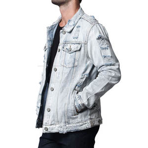 Chaqueta Vaquera Personalizada con Logotipo para Hombre, Nuevo Diseño, Chaqueta Vaquera Desgastada Estilo Trucker, Fabricante de Chaquetas Vaqueras con Logotipo Personalizado - Product Image 6