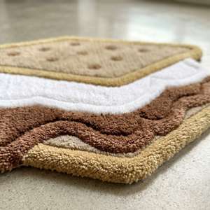 Premium Wool Hand Tufted Anti Slip Ice Cream Sandwich Dessert Shape Medium Pile Soft Decorative Accent Rug for Living Room - Product Image 6