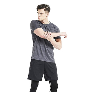 Men's Blue Short Sleeve O-Neck Quick Dry Knitted Sporty T-<b>Shirt</b> Regular Fit Solid Color Athletic Wear - Product Image 4