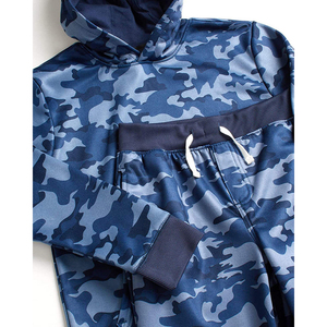 Boys Blue <b>Camouflage</b> Hooded <b>Tracksuit</b> Full Sleeve Casual Joggers With Drawstring And Side Pockets Autumn Wear - Product Image 6