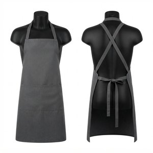 Premium Cotton Blend Chef <b>Apron</b> 200 GSM Charcoal Gray Cross Back <b>Waist</b> Tie Custom Logo Kitchen Restaurant Workwear - Product Image 1
