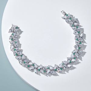 Luxury White Gold Diamond Flower <b>Bracelet</b> Pear Cut Claw Setting Women's Wedding Jewelry Chain Link <b>Bracelet</b> - Product Image 2
