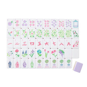 <b>Resin</b> <b>Crafts</b> Vibrant Colorful Floral Peacock Design Acrylic Mahjong Tiles Set for Family Game Night and Party Entertainment - Product Image 1