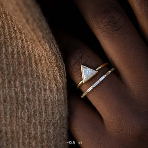 Women's 14k Gold Triangle Cut Diamond <b>Ring</b> Minimalist Engagement Jewelry - Product Image 5