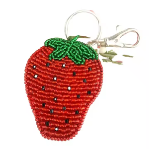 Llavero Étnico con Cuentas, Llavero de Cuero Multiestilo con Bordado de Cuentas, Recuerdo Indio Hecho a Mano con Patrón Alfabético - Product Image 3