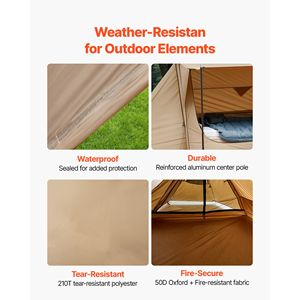 Tente d'hiver légère et imperméable pour 2 personnes avec cheminée et 2 poteaux de tente pour le camping - Product Image 5