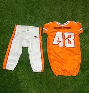 Meera Impex American Football Jersey Set Orange White Sublimated 100%Polyester Breathable V-Neck Short Sleeve Adult Size Uniform - Product Image 2