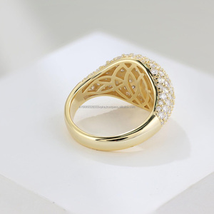 Wide Pave Rhodium Plated Dome <b>Ring</b> Bold Chunky <b>Statement</b> <b>Ring</b> Sterling Silver 925 Cocktail <b>Ring</b> Handmade Gift - Product Image 2
