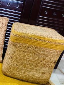 Pufs Modernos Trenzados de YUTE y ALGODÓN, Hechos a Mano, Ecológicos, Multifuncionales, Decoración de 2 Piezas - Product Image 2