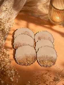 Premium <b>Epoxy</b> <b>Resin</b> & Wood Square Handmade Modern Drink Coaster Set <b>Table</b> Protector Mats <b>for</b> Coffee Tea Glass Home Decor - Product Image 2