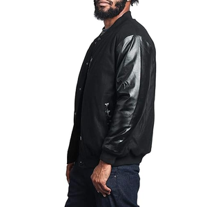High Quality Fashionable Canvas Sleeve Black <b>Vintage</b> Waterproof Windproof Winter Varsity Letterman <b>Bomber</b> <b>Jacket</b> for Men - Product Image 3