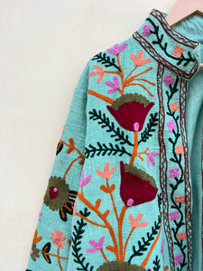 Handmade 100% Cotton Velvet Suzani Kimono Jacket | Autumn <b>Winter</b> <b>Quilted</b> Breathable Eco-Friendly Boho Design Embroidery Covered - Product Image 5