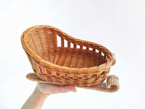 Christmas Basket Rattan Wicker Sleigh Home Decor Holiday Fruit Basket Gift <b>Candy</b> Basket - Product Image 1