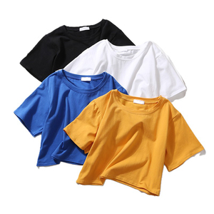 เสื้อยืดผู้หญิงทรงหลวม คอวี แขนสั้น ผ้าฝ้าย ระบายอากาศดี สไตล์เกาหลี ราคาโรงงานบังกลาเทศ ขายส่ง - Product Image 1