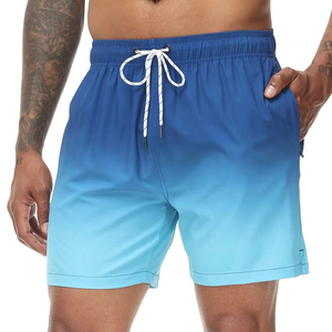 <b>Men's</b> 100% Cotton Gradient Green Swim <b>Trunks</b> Quick-Dry Beach Shorts Mesh Lining Breathable Front Casual Board Shorts Summer - Product Image 6