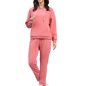 Ensemble de survêtement en polaire pour femme, 2 pièces, surdimensionné, en polyester, vêtements de sport d'hiver, pantalon de jogging élastique - Product Image 1
