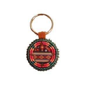 Bohemian Handmade Glass Beads Embroidery <b>Keyring</b> Accessory Durable Handmade Seed Beads Embroidery Keychain with Metal Hook - Product Image 3