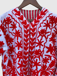 Hand Embroidered Floral Cotton Jacket V-Neck Full Sleeve Plus Size Prairie Chic Style Women Spring Wear - Product Image 3