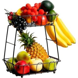 Magnifique Présentoir à Fruits et Légumes à 2 Niveaux, Plateau à Fruits Secs, Corbeille à Fruits, Corbeille à Eau, Style Traditionnel Élégant - Product Image 1