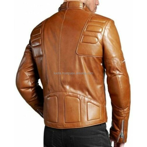 Streetwear Genuine Leather Jacket for Men Long Sleeve Slim Fit Leather Jackets Custom logo Motorcycle Cropped Leather Jackets - Product Image 2