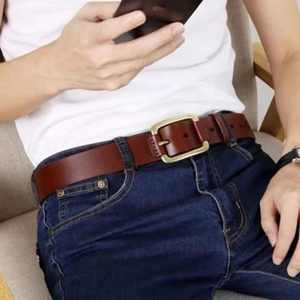 Fabricante OEM/ODM, Diseño de Moda, Cinturón de Cuero Genuino Personalizable para Hombre, Acero, Impermeable, Transpirable, Logotipo Personalizado - Product Image 5