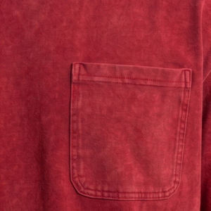 Camiseta de Manga Larga para Hombre, Estilo Vintage, Lavada, con Bolsillo Grande, 100% Algodón, Ropa Casual Urbana, OEM ODM - Product Image 3