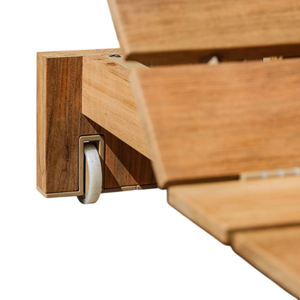 Tumbona de piscina de teca maciza de estilo moderno con respaldo plegable y cojín suave para decoración de muebles del hogar - Product Image 6