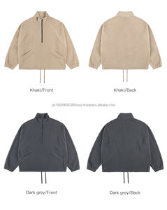 Chaqueta de Forro Polar Personalizada de Alta Calidad al por Mayor para Hombre, Estilo Urbano, Media Cremallera, Hombros Caídos, Lisa - Product Image 3