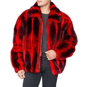 2026 New Design <b>Men's</b> Winter Fur <b>Jacket</b> Casual Fashion Real Rex Rabbit Fur Overcoat with <b>Long</b> Zipper Real Fur Coat Bomber Style - Product Image 2