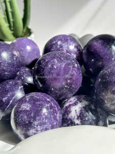 Natural Lepidolite Polished <b>Crystal</b> <b>Sphere</b> Healing Stone - Product Image 2