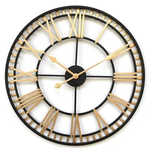 Modern Artistic Black Metal <b>Wall</b> <b>Clock</b> with Geometric Open Frame and Gold Hands for Bold Interior Design and <b>Wall</b> Styling - Product Image 6