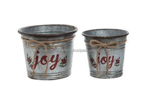 Grandes jardinières et vase de jardin avec poignées Ensemble de deux jardinières galvanisées de vente chaude Poubelle élégante pour la décoration extérieure - Product Image 3